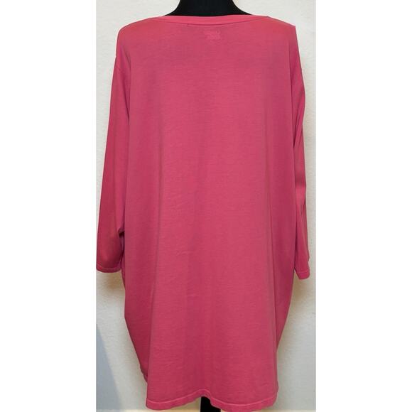 Lands’ End Hot Pink Knit Tunic 3/4 Sleeves Size 3X - Picture 3 of 4